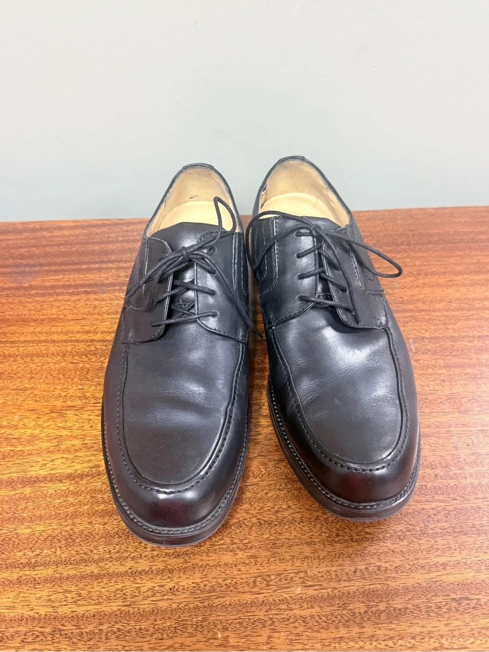 Chaps Black Leather Derby Shoes